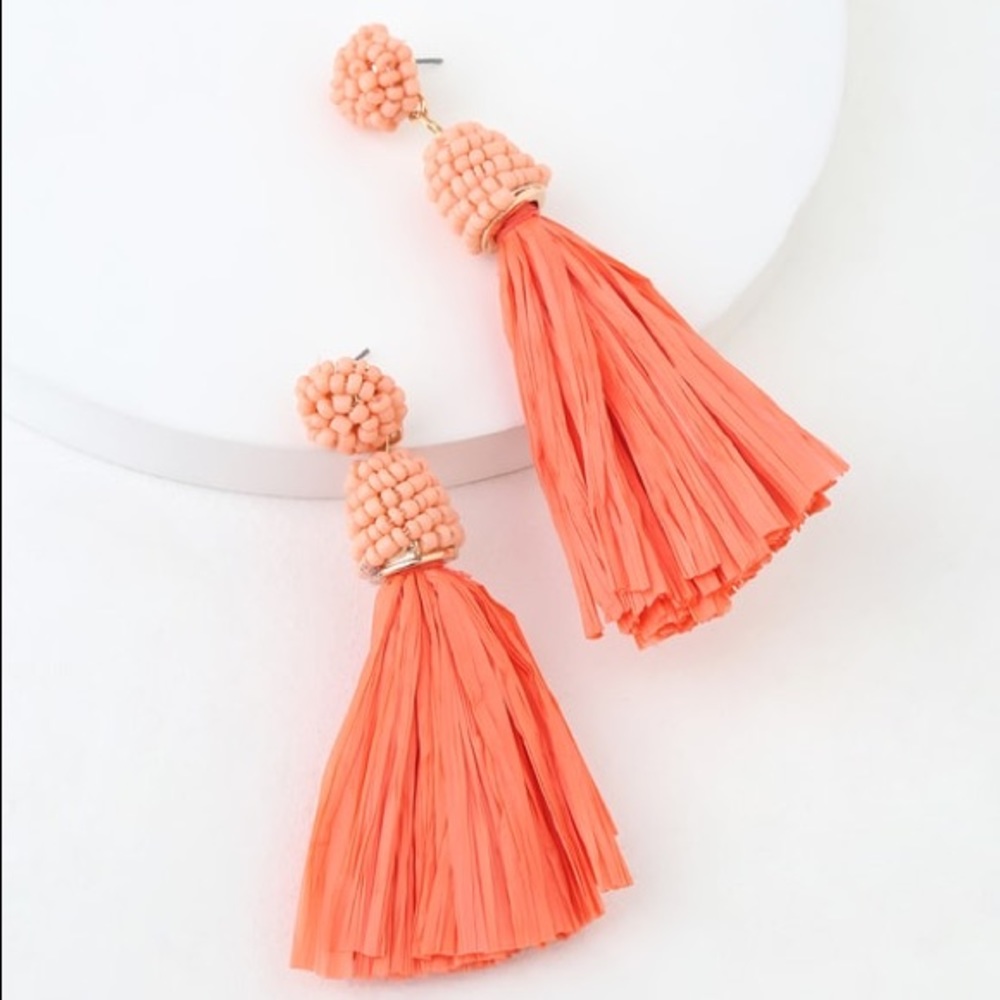 🆕 Beaded Raffia Earrings - Picture 2 of 2